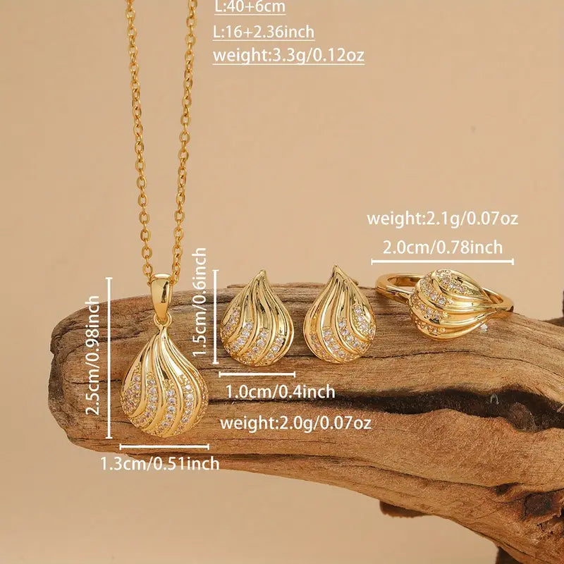 High-end Fashion Earrings, Rings And Necklaces Three-piece Set