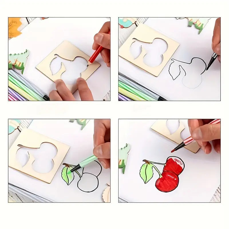 Educational Toys, Arts Crafts Setwooden Drawing Stencils Kit