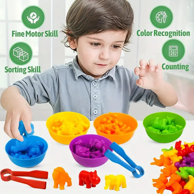 Counting Animal Toys, Matching Game with Sorting Bowl