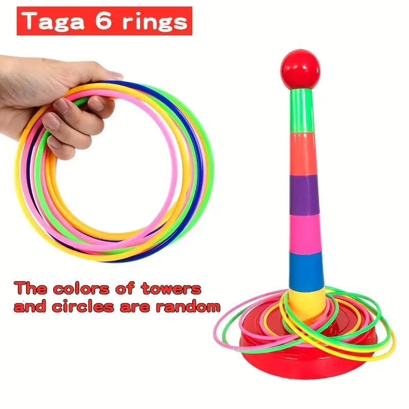 Colorful Rainbow Ring Toss Game for Kids - Interactive Indoor/Outdoor Toy