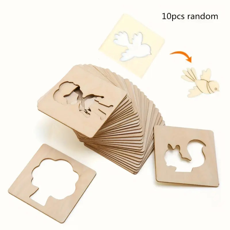 Educational Toys, Arts Crafts Setwooden Drawing Stencils Kit