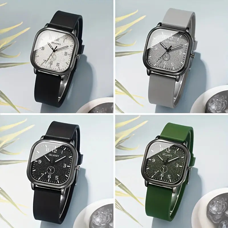 quare Quartz Watch - Chic Casual Style for Women, Silicone Band, Alloy Case