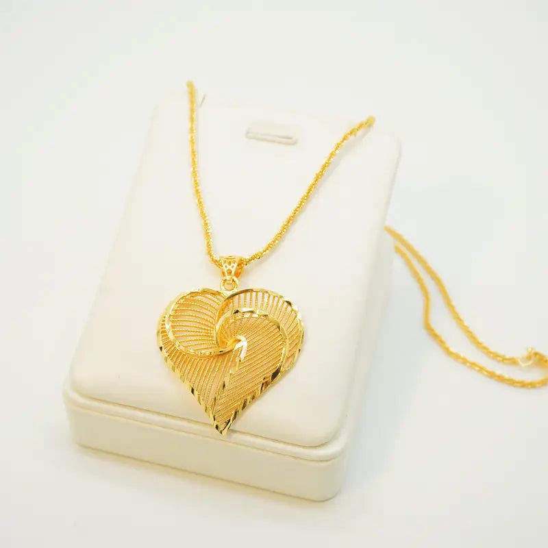 Plated Swirling Heart Pendant Necklace for Women - Matte Finish Luxury Jewelry