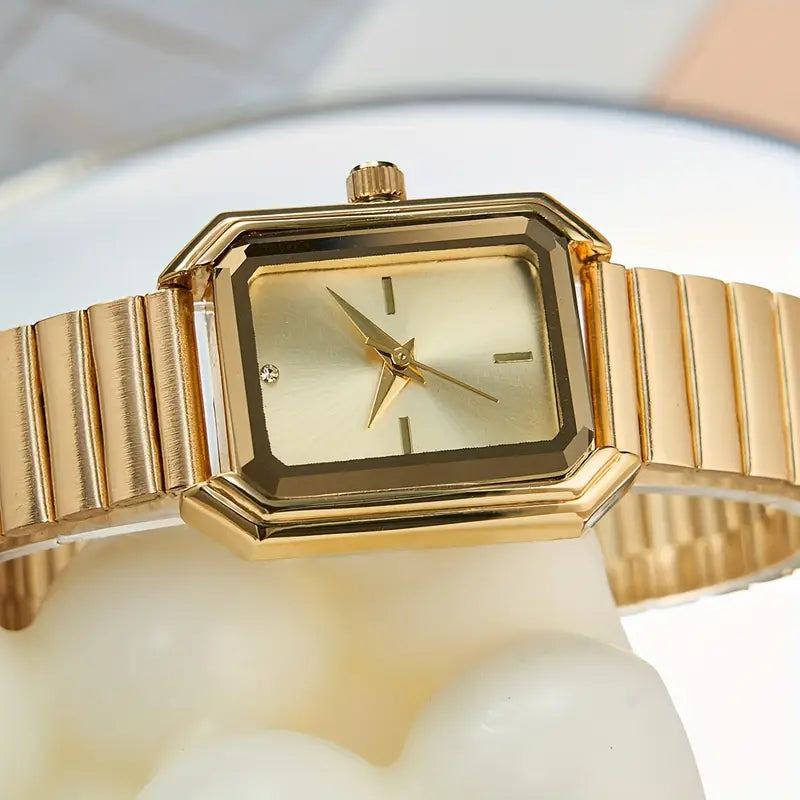 Golden Finish Jewelry| Elegant Women's Golden-Tone Square Watch