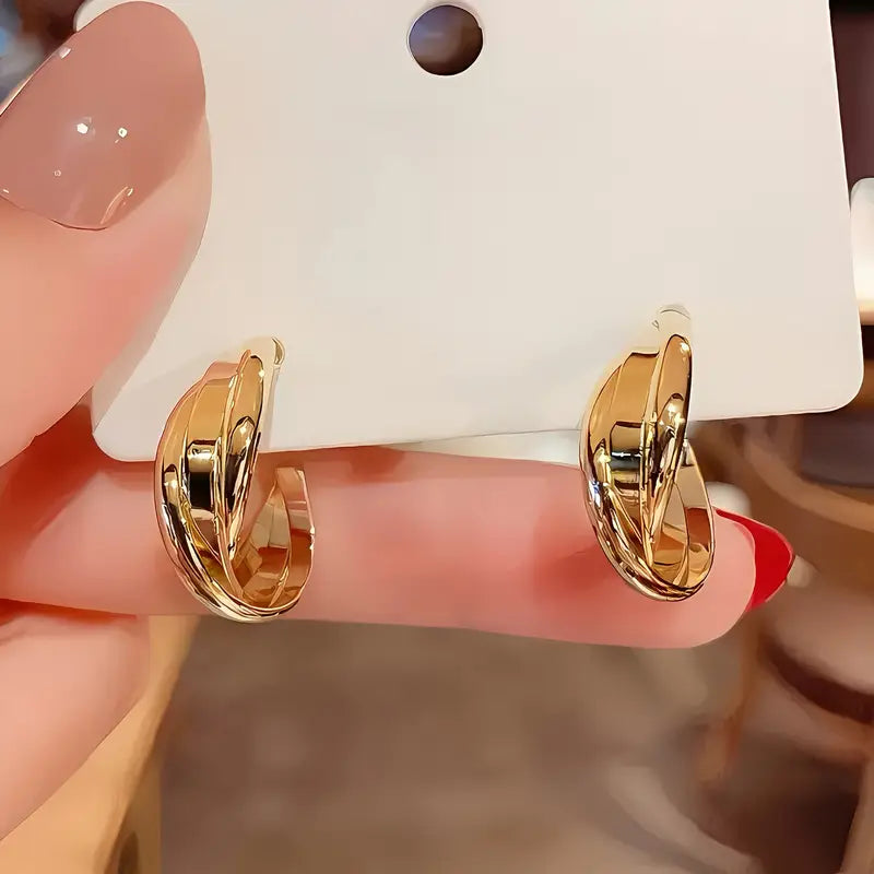 Stainless Steel Golden-Tone Hoop Earrings for Women - KC Golden Plated Anti-Fade