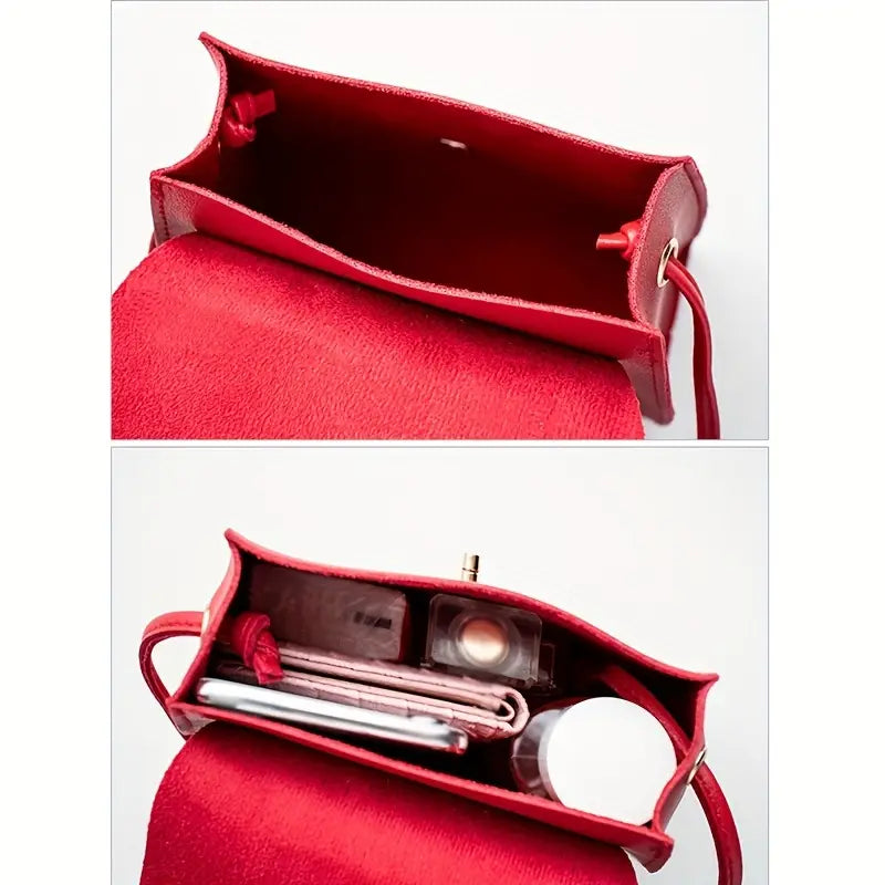 Mini Square Crossbody Bag - Synthetic Leather Tassel Shoulder Purse