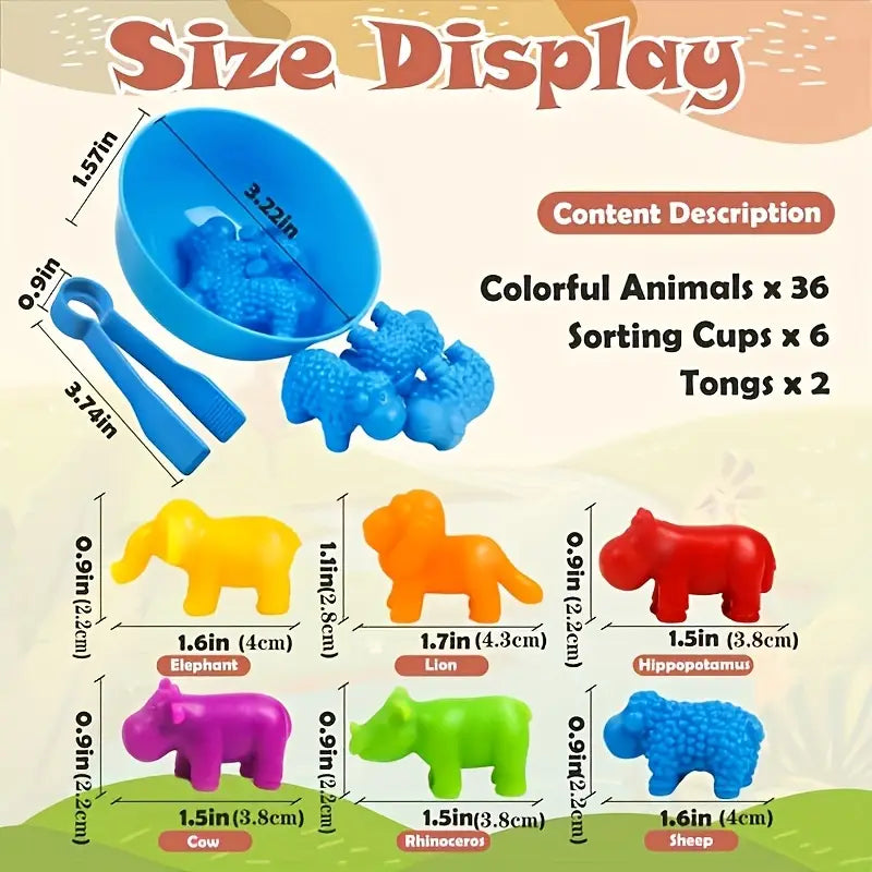 Counting Animal Toys, Matching Game with Sorting Bowl