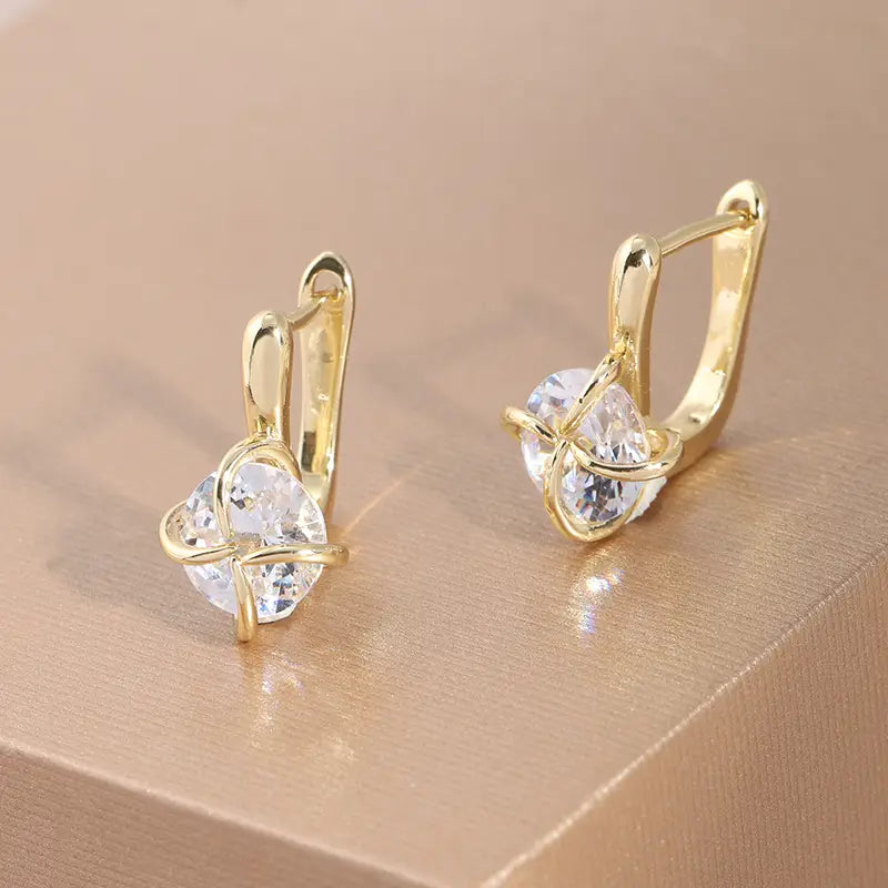 Elegant Twisted Knot Design Hoop Earrings with Sparkling Zirconia