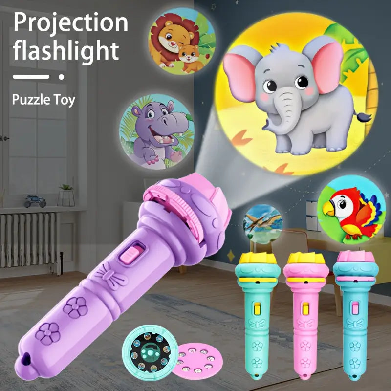 Projection Flashlight Puzzle Toys, Animal Dinosaur Vehicle Space for Fun