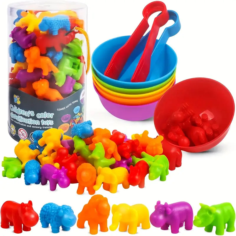 Counting Animal Toys, Matching Game with Sorting Bowl