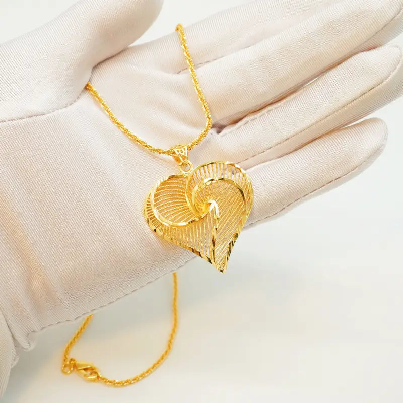 Plated Swirling Heart Pendant Necklace for Women - Matte Finish Luxury Jewelry