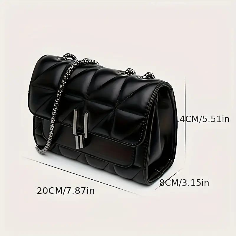 Stylish Black Mini Plaid Crossbody Bag with Adjustable Strap