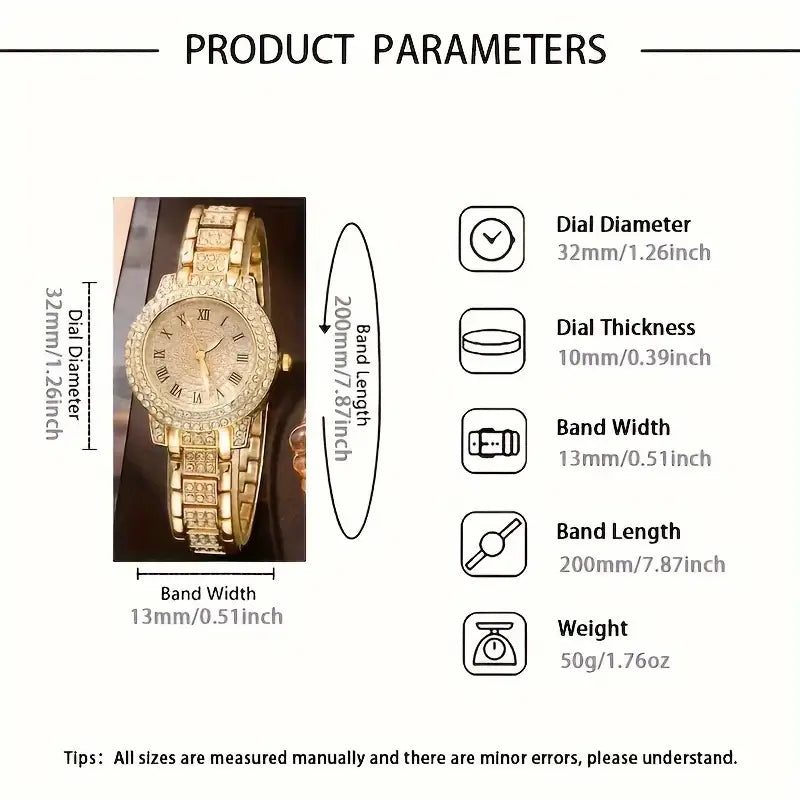 Glamorous Golden-Tone Women's Quartz Watch with Sparkling