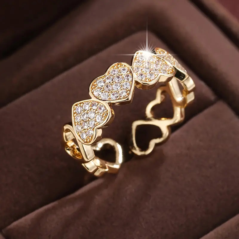 Heart-Shaped Cubic Synthetic Zirconia Ring for Women