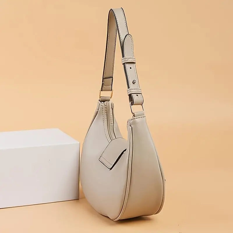 Elegant White Shoulder Tote Bag for Women, Lightweight Solid