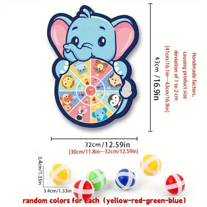 Sticky Ball Target Board with 6 Balls & Hook - Cartoon Animal Game