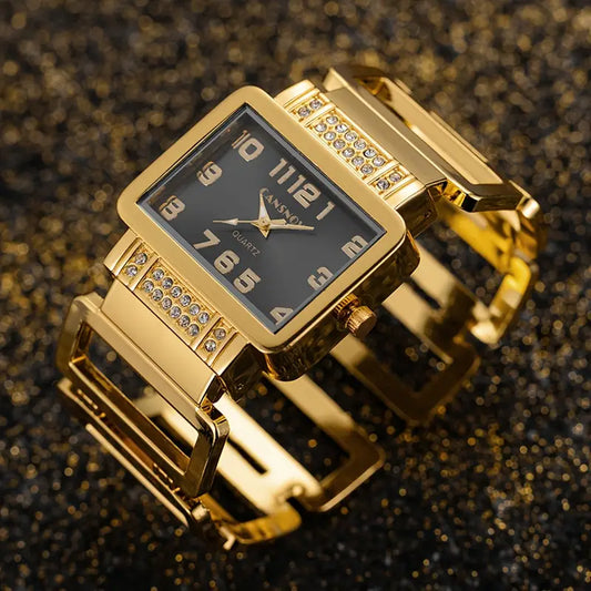 Quartz Wristwatch, Vintage Rectangular Alloy Case, Analog Display