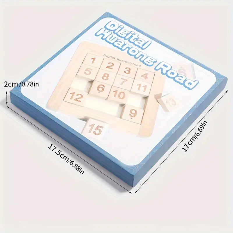 Wooden Brain Teaser Toy for Youngsters, Colorful Huarong Road Number Maze