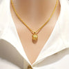 Women' Vintage Brass-Plated Heart Necklace - Ethnic Wave Chain Jewelry