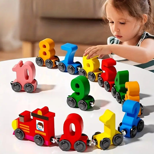 Magnetic digital train/Building block assembly car/Puzzle wooden toys