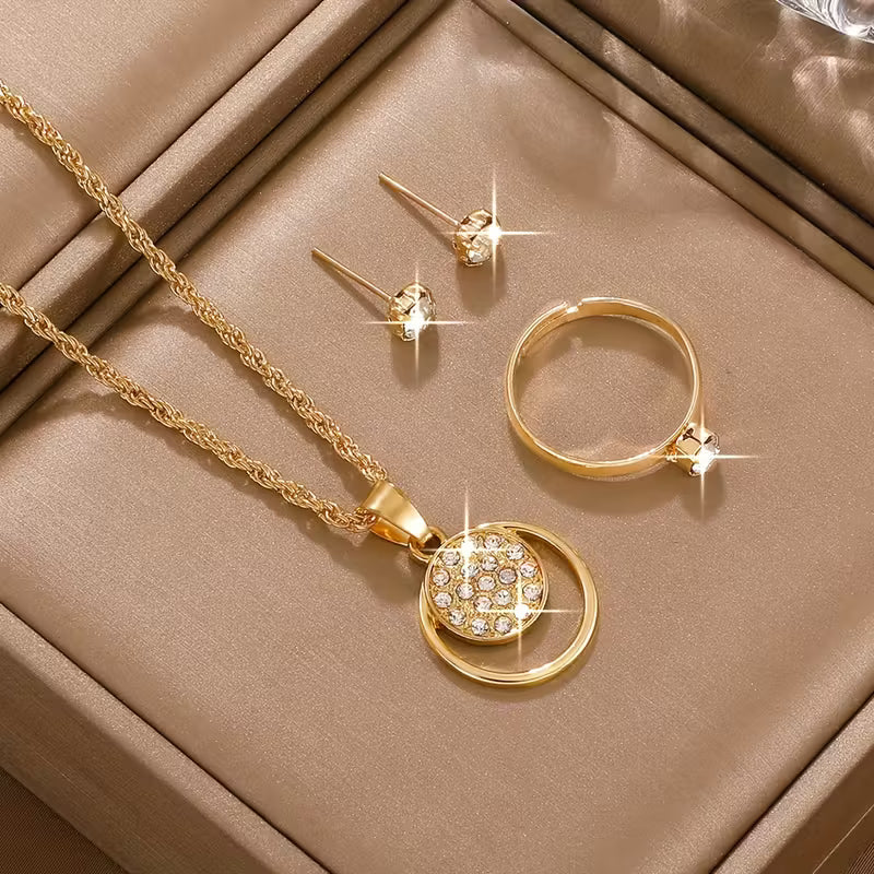 Simple and Gorgeous Women's 4pcs/SET Golden Jewelry Set