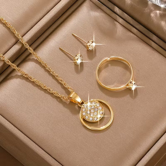 Simple and Gorgeous Women's 4pcs/SET Golden Jewelry Set