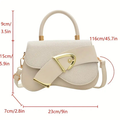 Clamshell Crossbody Bag - Purse with Adjustable Strap & Snap Closure