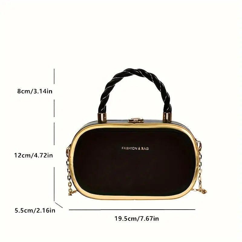 Trendy Oval Shape Chain Mini Crossbody Bag, Braided Handle Bag