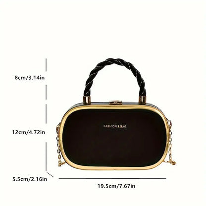 Trendy Oval Shape Chain Mini Crossbody Bag, Braided Handle Bag