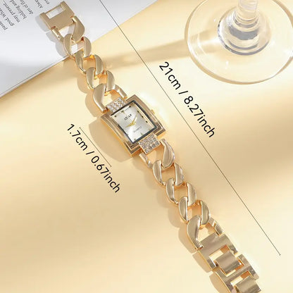 Golden New Ladies Watch, Fashion Square Dial Quartz Watch