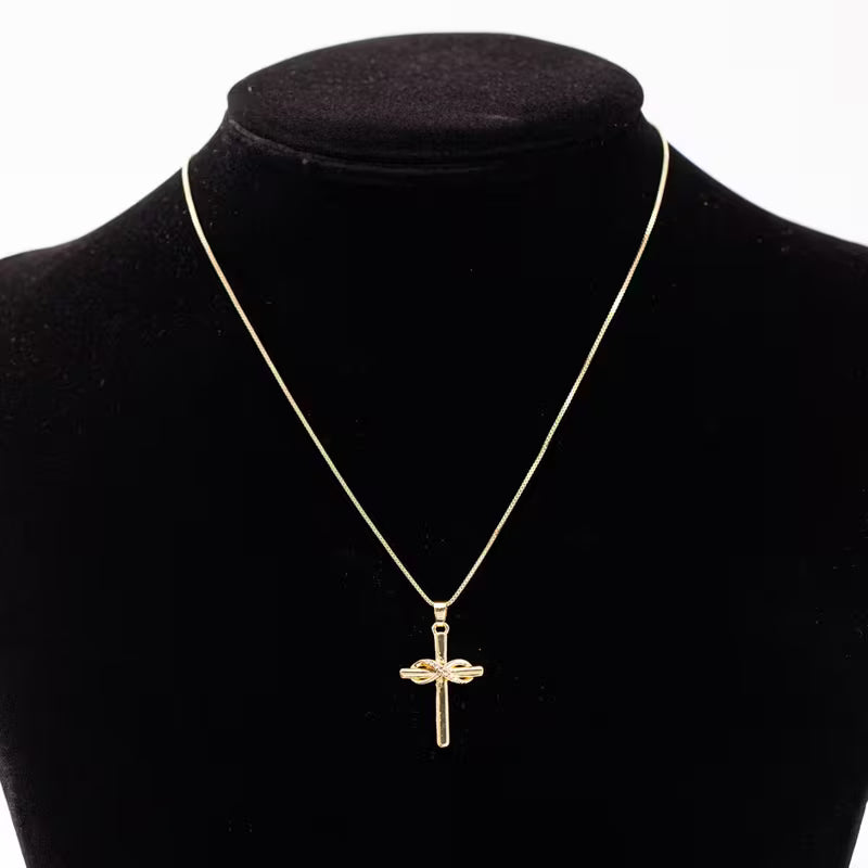 Golden Figure-8 Cross Pendant Necklace