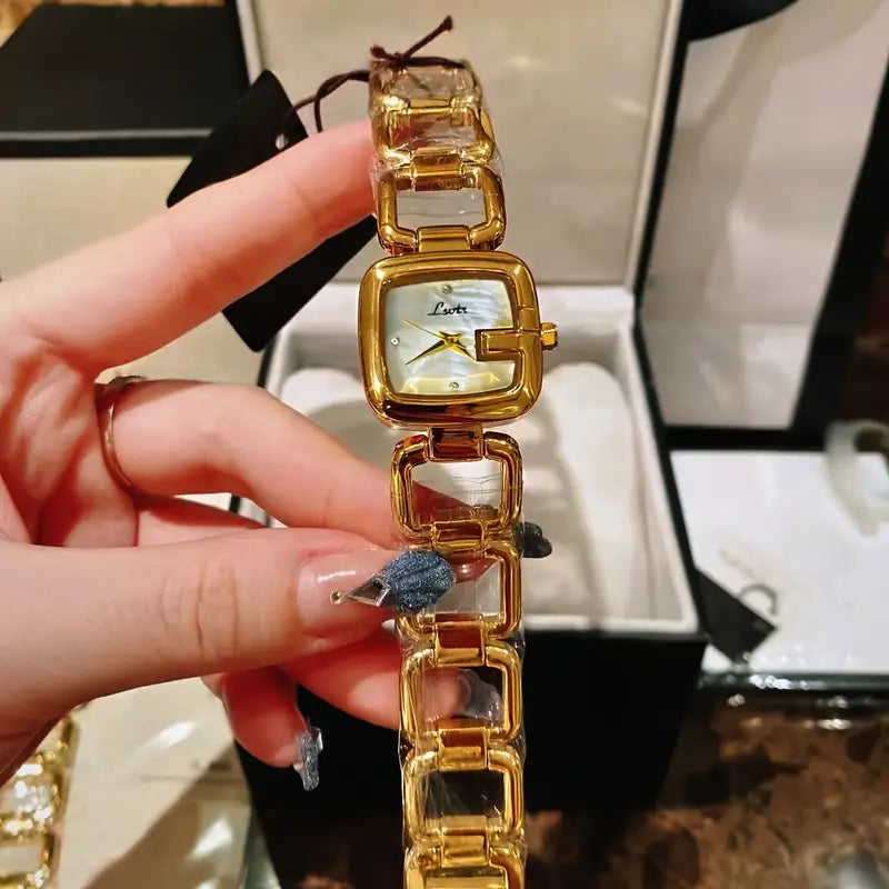 Quartz Women'S Watch with Rhinestone Accents and Mother-of-Pearl Dial