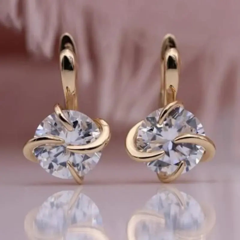 Elegant Twisted Knot Design Hoop Earrings with Sparkling Zirconia