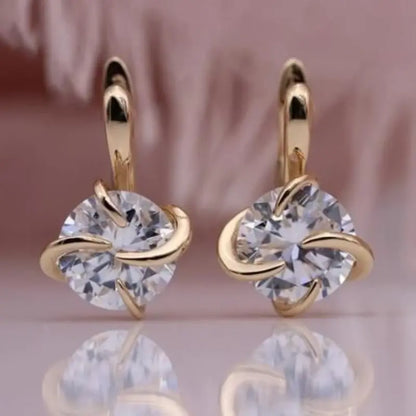 Elegant Twisted Knot Design Hoop Earrings with Sparkling Zirconia