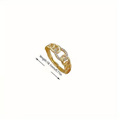Electroplated True Golden Light Luxury Chain Full Ring with Adjustable