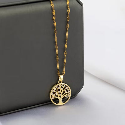 A Luxurious Rhinestone Tree of Life Pendant Necklace with Elegant Charm for Women