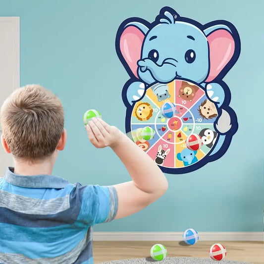 Sticky Ball Target Board with 6 Balls & Hook - Cartoon Animal Game