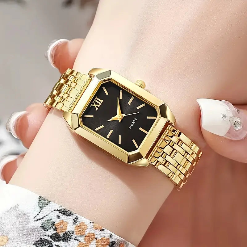 Luxury Women'S 2pcs Quartz Watch Set - Classic Square Dial
