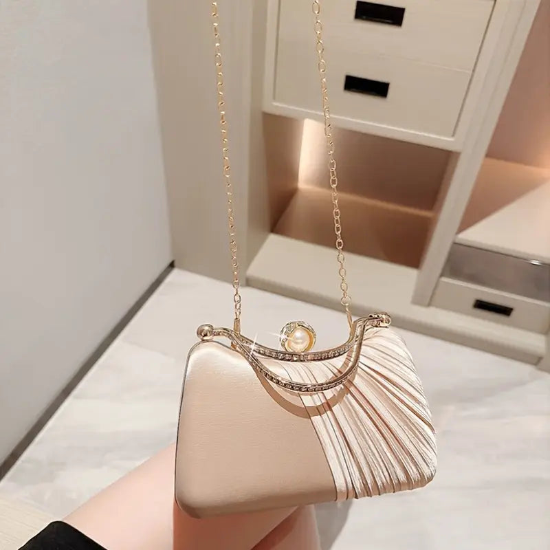 Peach Goddess Evening Clutch with Golden Accents