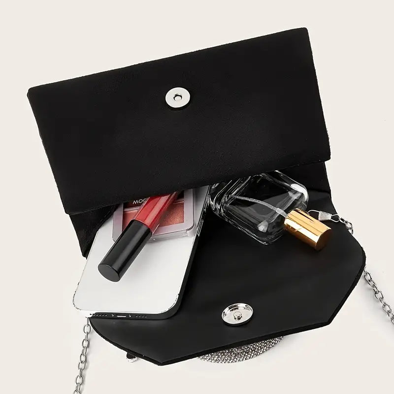 Rhinestone-Embellished Clutch with Detachable Straps