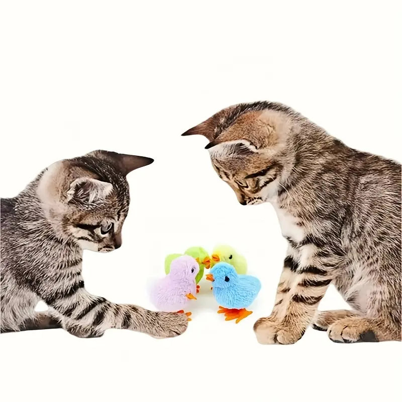 Wind-Up Interactive Plastic Chick Toys for Cats, Safe for Kittens