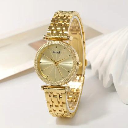 Elegant Round Face with Zinc Alloy Band & Sparkling Accents