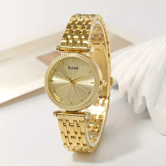 Elegant Round Face with Zinc Alloy Band & Sparkling Accents