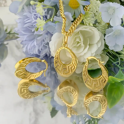 Oval Texture Classic Luxury Minimalist Women's Jewelry Set