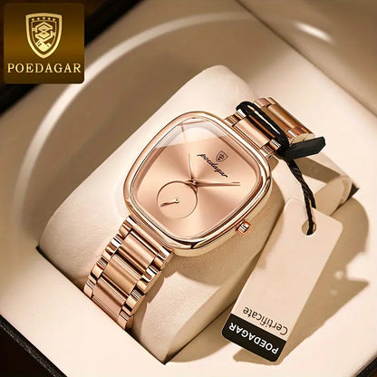 Luxury Stainless Steel Rose Golden Case, Elegant Casual Style