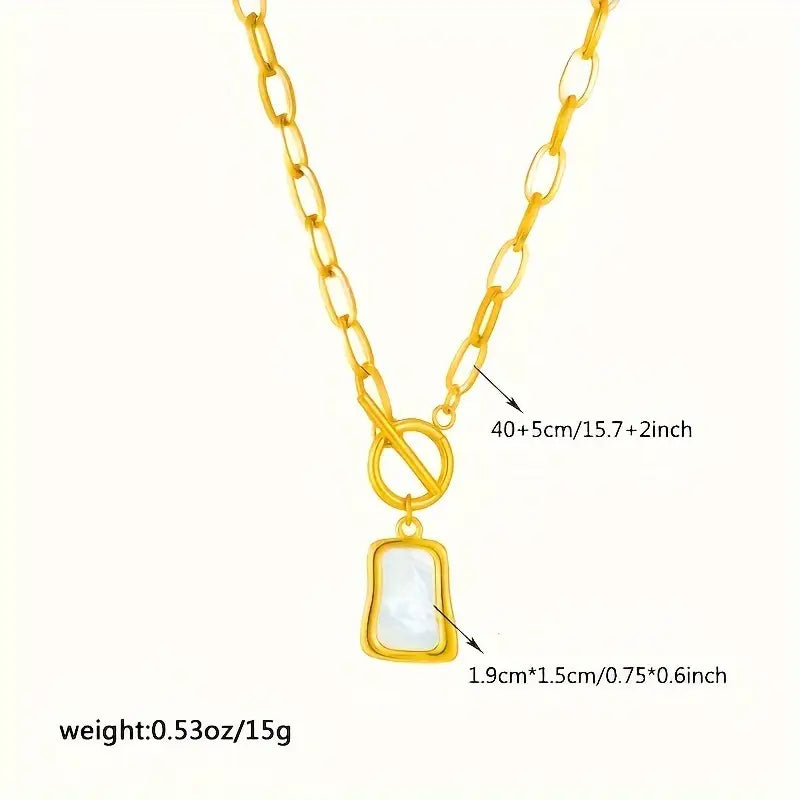 French Style Minimalist Golden-Tone Stainless Steel Square Imitation