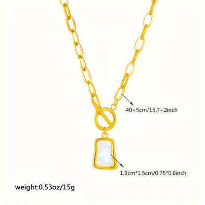 French Style Minimalist Golden-Tone Stainless Steel Square Imitation