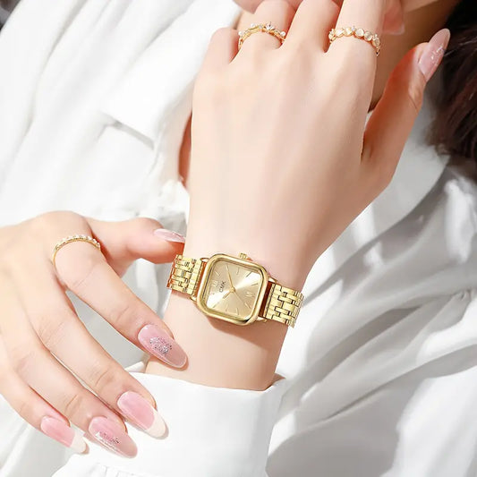 Quartz Watch with Square Dial - Stainless Steel Bracelet