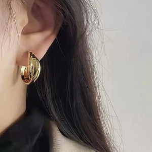 Stainless Steel Golden-Tone Hoop Earrings for Women - KC Golden Plated Anti-Fade