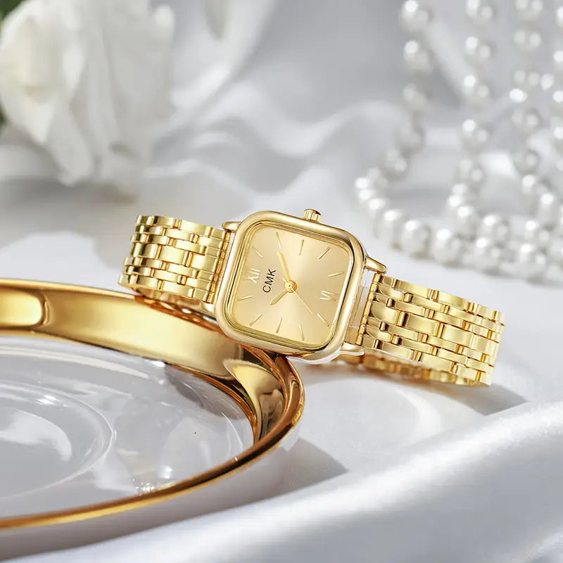 Quartz Watch with Square Dial - Stainless Steel Bracelet